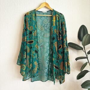 Velvet Burnout Kimono Small Hippie Bohemian Whimsygoth Fairgrunge Ethereal Sheer